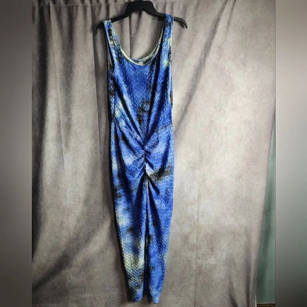 Women's TIK TOK Textured Tie Dye Ruched Butt Jumpsuit Large/XL